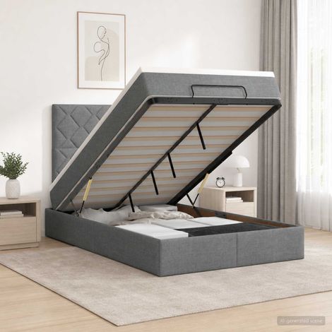 vidaXL Cama otomana con colchón Gris oscuro 120 x 200 cm Tela (1/5)