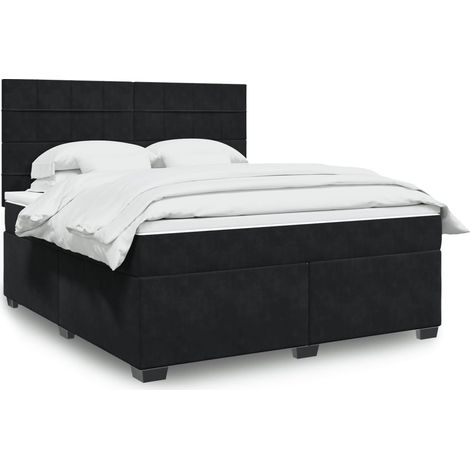 Boxspringbett mit Matratze Schwarz 180x200 cm Samt