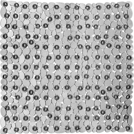 Premier Housewares Bath Mats PVC Non Slip Grey Bath Mat With Suction Grips Stylish Design Square Shaped Mats For Bathroom With Pebble Design 1 x 54 x 54 (1/2)