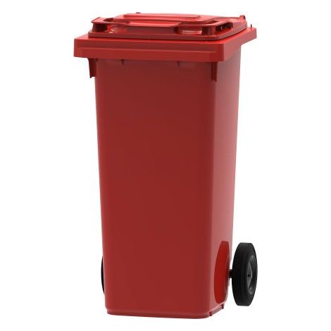 Conteneur à déchets 120 litres tri sélectif 2 roues - rouge - Maxiburo