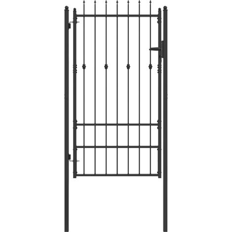 Fence Gate HORST 100 x 175 cm Metal Black Lockable vidaXL