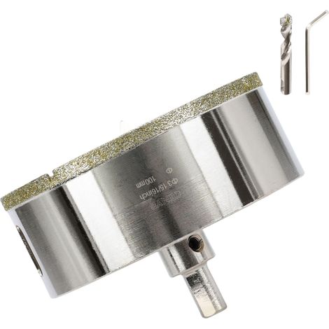 3-15/16 Pouces 100mm scie cloche carrelage foret diamant carrelage avec foret de centrage Revêtue de diamant Adaptée pour,Verre, Marbre, Porcelaine et Céramique (1/5)