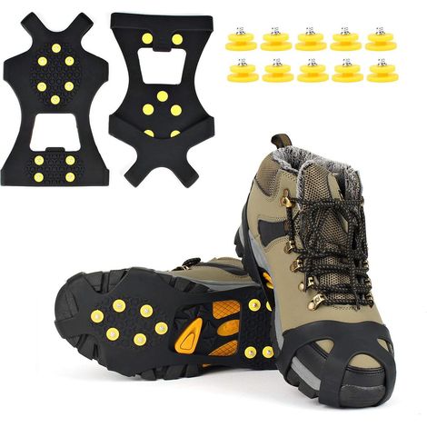 Glace Traction Crampons Antidérapant sur Chaussures/Bottes 10 Clous à Neige Grips Crampons Crampons Pointes (1/5)