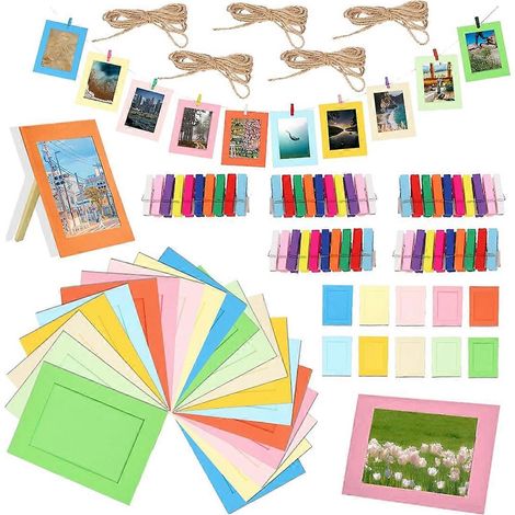 Ensemble de 105 cadres photo colorés en papier de 15 cm pour photos 10 x 15 cm, cadres à suspendre, album (1/4)