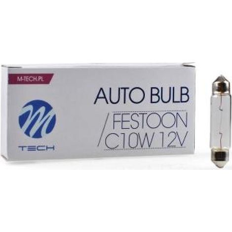 AMPOULES HALOGENES C10W SV8.5 (41MM) T11X41 12V 10W (BOITE DE 10) MTECH