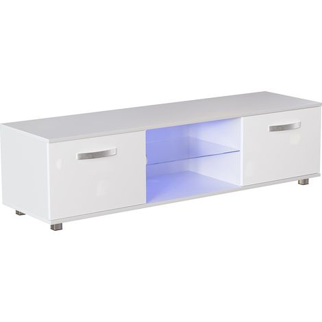 Cosmo LED TV Cabinet Stand 2 Door Modern High Gloss Cabinet Unit, 140cm-White