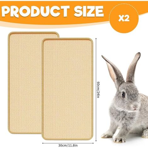 Rabbit Mat, 30 x 60 cm Litter Tray Rabbits Cat Scratching Mat Toy for Rabbit Sisal Mat for Rodents for Bite, Sleep, Nest (1/4)