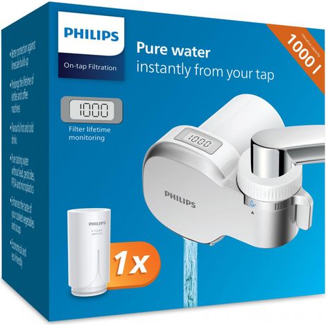 Philips AWP3705P1 Wasserhahnfilter mit Display + 1 Filterkartusche