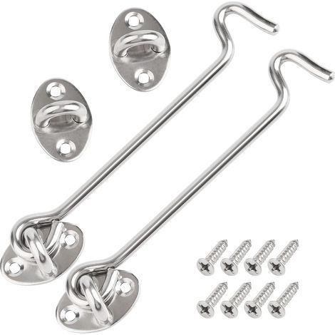 Stück – Türhaken – Außenriegel – Robuster Edelstahl, für Innen- und Außenfenster, Scheunentore, 157 mm, Silber (1/5)