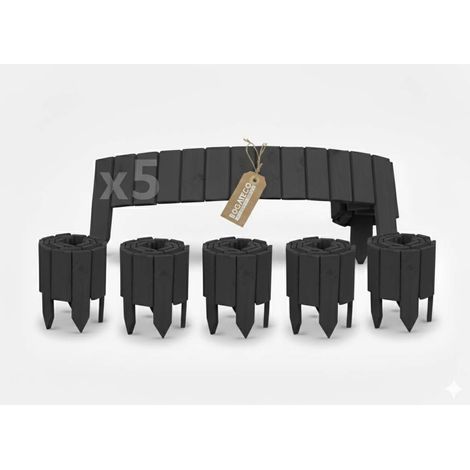 Lot de 5 Rollborder Bogateco Bois Anthracite 20x112 cm Bordure (1/5)