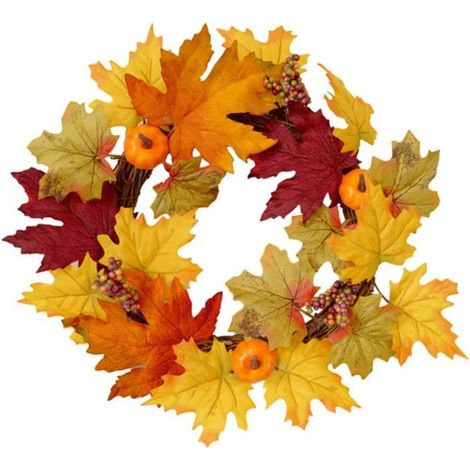 Couronne d'halloween Citrouille Décorative Orange 1 Pièce, Motif Potiron, Décoration Porte Maison et Fête, Style Halloween (1/5)