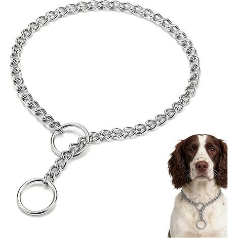 Dog Training Collar Adjustable Solid Steel Chain for Small Medium Large Dogs (1/5)