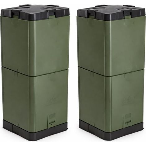 400L Aerobin Hot Composter Compost Bin 2 x 200L - Olive Green