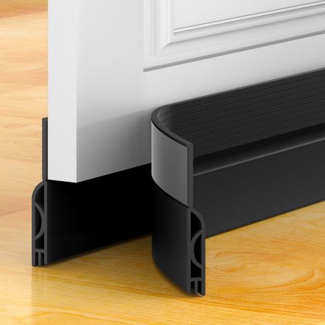 Bas de porte anti-courant d'air & étanchéité porte - bas boudin de porte isolant (rapide à installer),idéal pour Porte d'entrée l'isolation joint contre le froid, le bruit (Noir, 1M) (1/5)