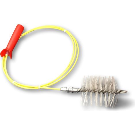 Kibros – Kit ramonage poêle à pellets – Brosse hérisson synthétique 80 mm – Flexible 3 m pour conduits et gouttières