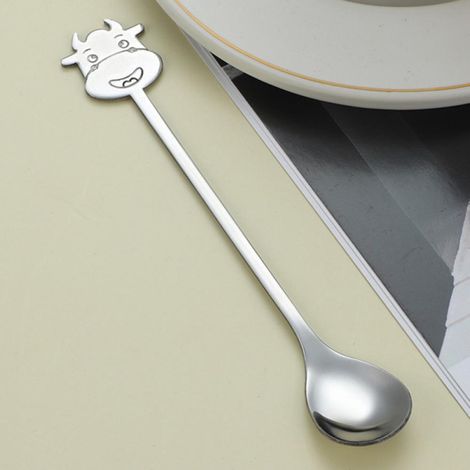 Cuillère À Café Forme De Veau - Acier Inoxydable 304 - Pour Café Thé Glace Dessert - 1 Pièce (1/5)