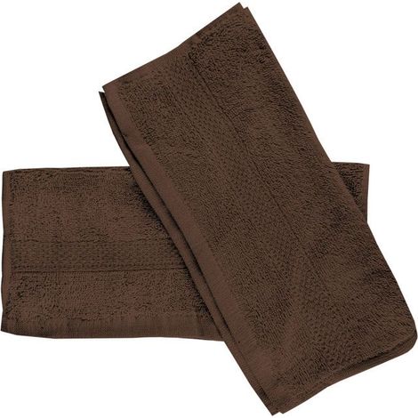 Lot de 2 serviettes de toilette en coton 500 g/m², 30x40 cm, marron, par Soleil d'ocre.