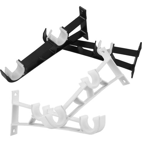 Supports de Tringle à Rideaux Double en Alliage D’Aluminium, Lot de 4 Supports Latéraux Noirs et Blancs, Fixation Robuste pour Tringles Superposées, pour Voilages et Rideaux (1/5)