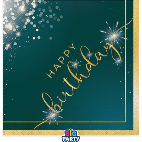Big Party Tovaglioli Carta Happy Birthday Glamour 33 x 33 Cm Cf 16 Pz