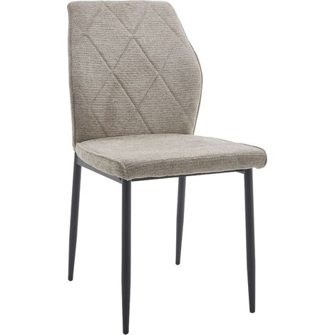 Home Heavenly® - Pack 4 sillas comedor tapizadas PATRICE, respaldo ergonómico detalle rombos y patas metal negro. 86,5x45x56 cm. Color: Taupe (1/5)
