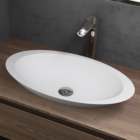 Mai & Mai Vasque à Poser Blanc Mat Ovale Lavabo Salle de Bain Évier Lave Mains sans trop-Plein Col802 (1/5)