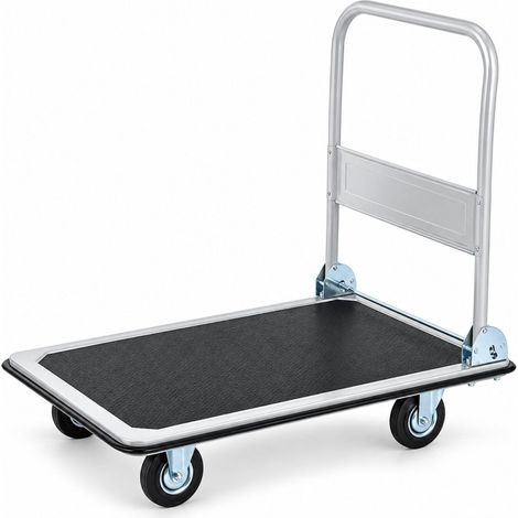 Carrello Portapacchi Pieghevole in Acciaio con 4 ruote e piattaforma Antiscivolo nera per Uffici e Magazzini - Portata max 150 Kg - Misura 73x47x83 cm (1/5)