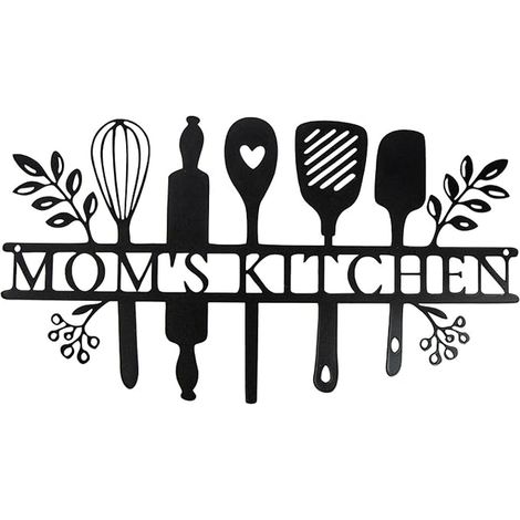 Metal Wall Decoration, Iron Kitchen Logo Wall Decoration, Decorative Metal Wall Sculptures, Openwork Decoration, for Kitchen, Dining Room, Indoor and Outdoor, 35 x 19 cm (1/5)