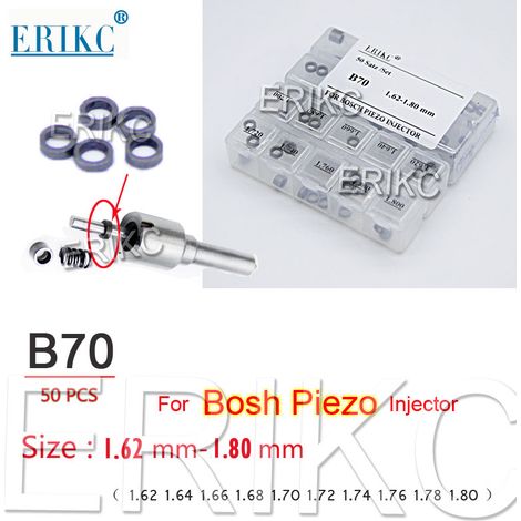 Kit de réparation de joints ERIKC 50 pièces B70 pour injecteur piézoélectrique, rondelles de réglage, cales de 1,62 à 1,80 mm, compatible avec les injecteurs piézoélectriques Bosch.