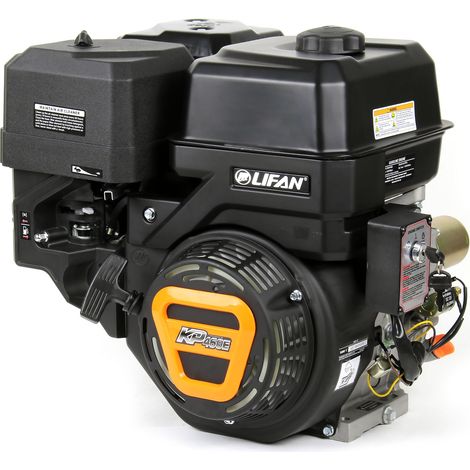 Wiltec LIFAN KP460E Moteur essence – 380 x 500 x 457 mm – 11,5 kW (15,6 CV) – 459 ccm – 4 temps, 6,5 L, 25,4 mm – OHV, 10:1 – Monocylindre Lanceur électrique – pour Plaque vibrante et Engin Chantier