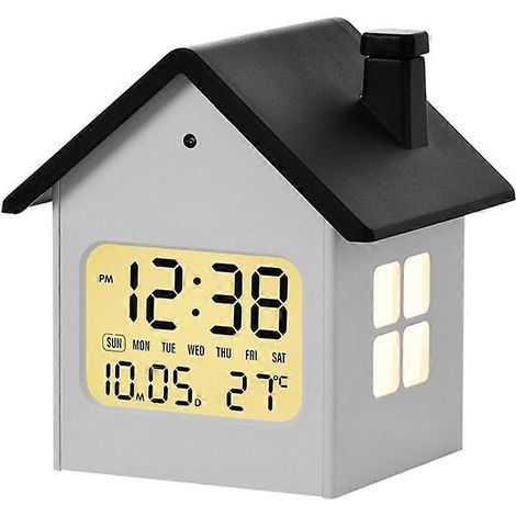 Multifunktionaler Kinder-Nachttischwecker in Hausform mit Nachtlicht und LCD-Bildschirm B (1/5)