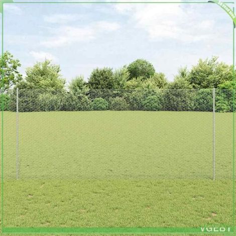 Clôture avec poteaux acier argent 5 x 1,4 m - kit 88 poteaux, rouleau et vis (1/5)