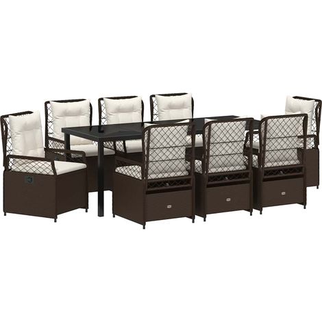 Maison Exclusive - Set da Pranzo per Giardino 9 pcs Marrone polyrattan