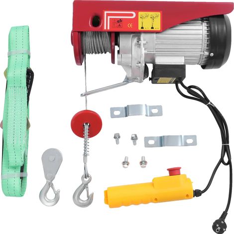 Verricello elettrico, portata 600 kg, telecomando cablato, rosso (1/2)