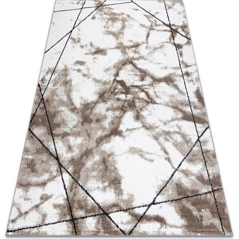 Tappeto moderno COZY Lina, geometrico, Marmo - Structural due livelli di pile maro brown 140x190 cm
