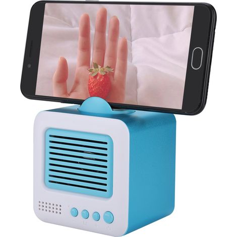 Support TV/téléphone vintage avec mini-haut-parleur Bluetooth multifonction 2 en 1 (bleu) (1/5)