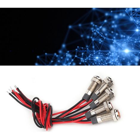 Vente de 5 unités par paquet : indicateur d'avertissement métallique étanche à LED IP66 6 mm, petit avec fil, indicateur d'alimentation, 1 NODC 1224V. (1/5)