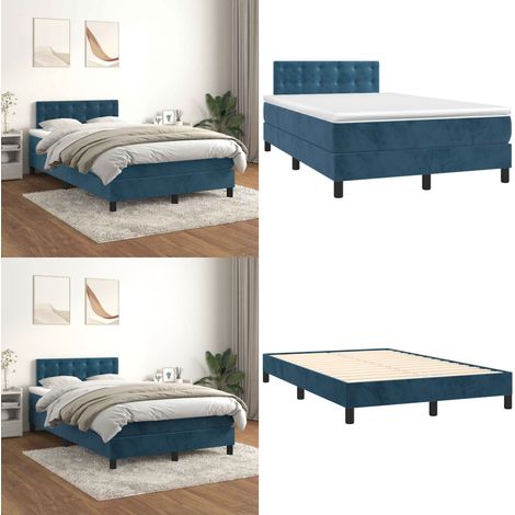Boxspringbett mit Matratze Dunkelblau 120x190 cm Samt - Samtbett - Boxspringbett - Doppelbett - Betten Günstig Kaufen - Luxusbett - Home & Living (1/5)