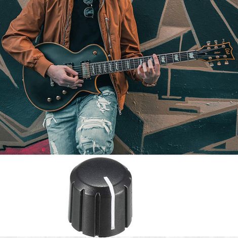 40 boutons rotatifs de potentiomètre en plastique de 15 x 13,5 mm, adaptés aux boutons de volume de guitare de l'axe D de 6 mm de diamètre. (1/5)