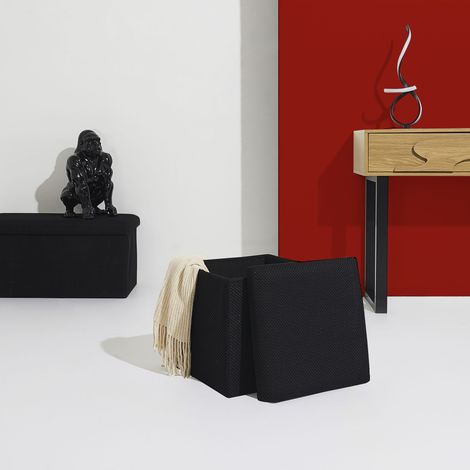 Coffre Pouf Pliable - HOME DECO FACTORY - Atome - Noir (1/5)