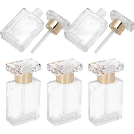 Lot de 5 flacons vides en verre transparent pour huiles essentielles, format voyage, rechargeables, couleur or (1/5)