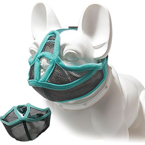 Muselière pour chien à museau court - Muselière ajustable en maille respirante pour bouledogue, idéale pour mordre, mâcher et aboyer (vert), taille L