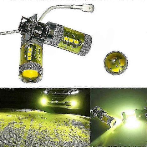2 ampoules LED H3 80 W 16 SMD pour feux antibrouillard de voiture, 12-24 V, clignotants jaunes universels pour camions et voitures (1/5)