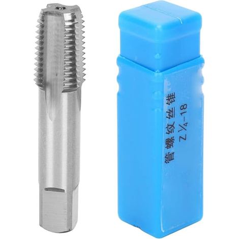 Taraud métrique - 1-4 NPT - Queue de 1 cm (0,4") - 18 dents - Taraud rapide en acier - Taraud manuel - Pour acier inoxydable et fer - 1 cm (0,4") (1/5)