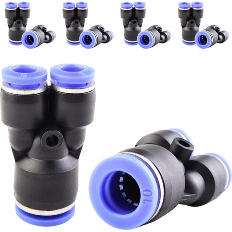10 pièces 16 mm répartiteur en Y à 3 voies, raccord pneumatique, rapide plastique raccords Push to Connect, adaptateur de conduite d'air PY - PW10-6mm (1/5)