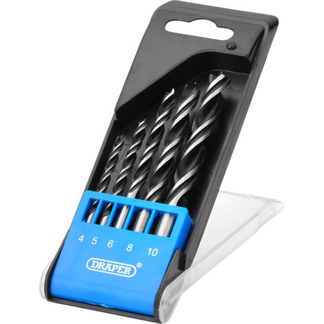 Draper 5-Piece Brad Point Drill Bit Set (Model 12424) for Precise Woodworking and Drilling Tasks