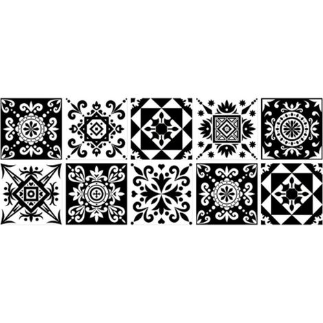 Credence Adhesive Pour Cuisine, Stickers Muraux Carrelage Adhesif Mural Salle de Bain, Autocollant Carreaux Adhesif Deco Cuisine, Noir et Blanc, 20 pieces, 15x15 cm