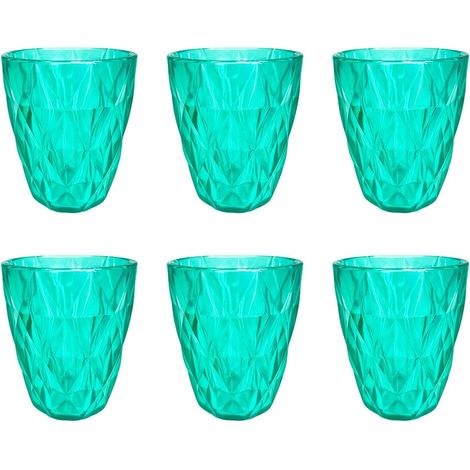 Lot de 6 verres à eau en plastique vert clair gobelets de table 250 ml 8 x 8 x 10 cm - PANGIVO (1/3)