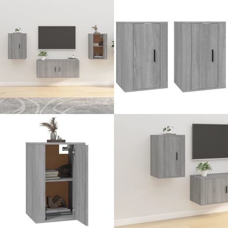 TV-Wandschränke 2 Stk. Grau Sonoma 40x34,5x60 cm - TV Schrank - Wandregal - Wohnwand - Regal Grau - Fernsehschrank - Home & Living (1/5)