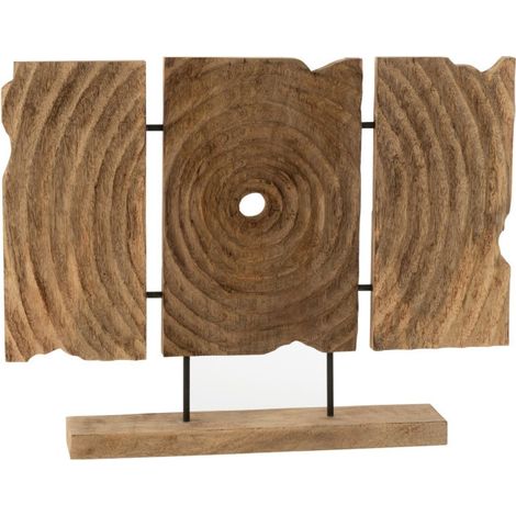 Triptyque Sculpté en Bois "Manguier" 65cm Naturel
