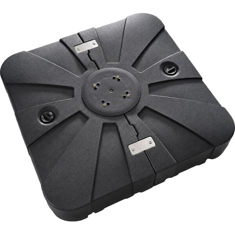 Relaxdays Parasol Base, fillable (water/sand), wheels & cross base, 85x85 cm, plastic, for cantilever parasol, black (1/5)